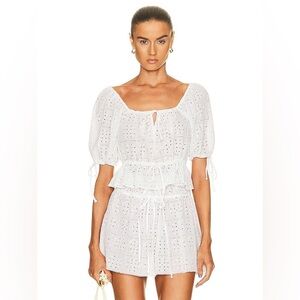 NWT GANNI Light Broderie Anglaise Cropped Top - Size 36 - White